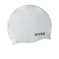 Шапочка для плавания Intex 55991, универсальная, размер М (8+), обхват головы 52-65 см, (22 х 19 см), белая