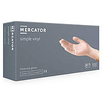 Mercator simple vinyl Перчатки виниловые без пудры прозрачные XL, 100 шт