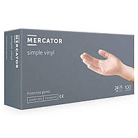 Mercator simple vinyl Перчатки виниловые без пудры прозрачные S, 100 шт
