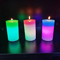 Декоративная восковая свеча с эффектом пламенем и LED подсветкой Candles magic 7 цветов RGB