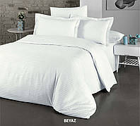 Комплект постельного белья Cotton Shine Stripe Satin 200*220 Beyaz