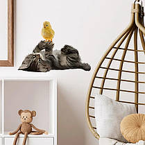 Наклейка на стіну Котик і курча (лист 27 х 39 см) Б449, фото 3