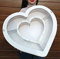 Коробка серце з прозорою кришкою 52*48*10 см.