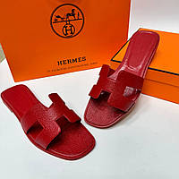 Женские кожанные шлепки Hermes 36, 39р24.5см маломерят