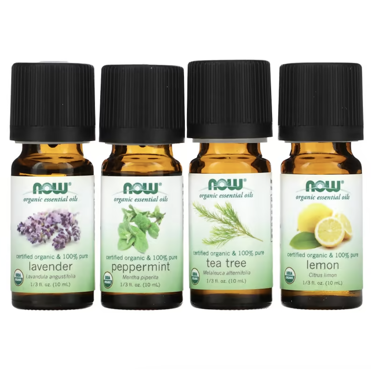 NOW Foods, Let It Be Organically, набір органічних ефірних олій, 4 флакони по 10 мл (1/3 рідк. Унції)