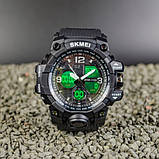 Чоловічий кварцовий водонепроникний спортивний стрілочний годинник з комбінованою індикацією Skmei 1155 BBK, фото 4