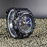 Чоловічий кварцовий водонепроникний спортивний стрілочний годинник з комбінованою індикацією Skmei 1155 BBK, фото 2