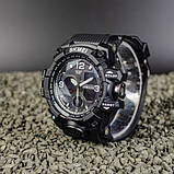 Чоловічий кварцовий водонепроникний спортивний стрілочний годинник з комбінованою індикацією Skmei 1155 BBK, фото 3