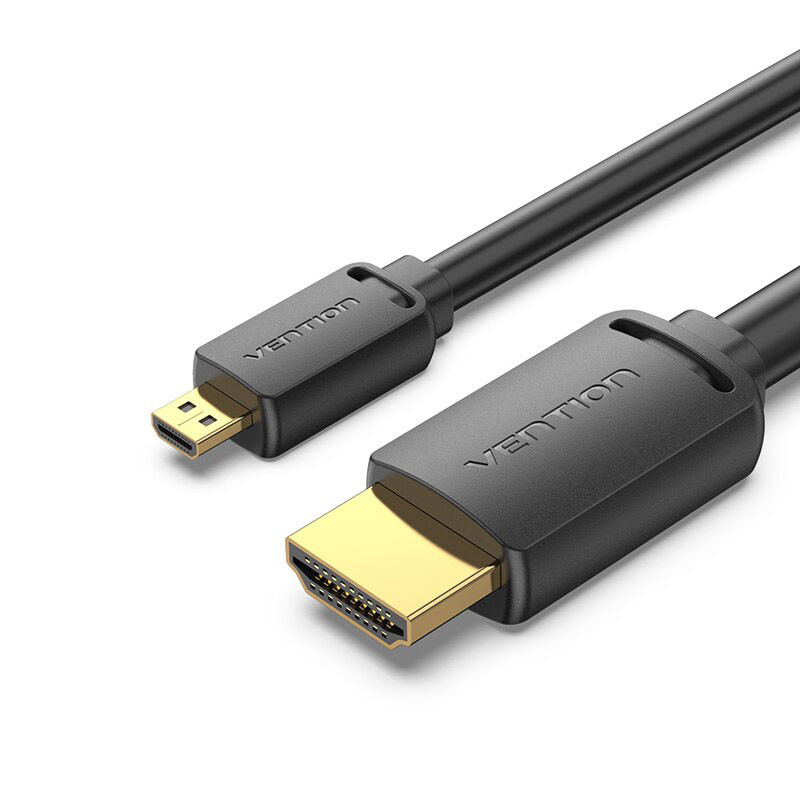 Кабель HDMI-microHDMI v.2.0 Vention Metal GND 4K 60 Hz 18Gbps HDR Video Dolby Audio 3m Black (AGIBI)