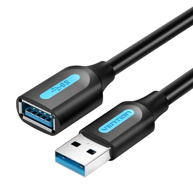 Подовжувач USB-USB 3.0 Vention F/M PVC Round 5Gbps 1.5m Black (CBHBG)