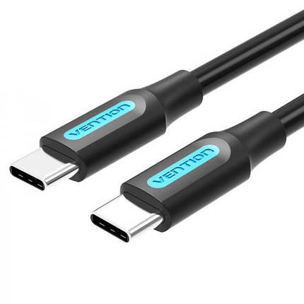 Кабель Type-C-Type-C Vention TPE Round PD 60W 3A 480Mbps 1m Black (COSBF), фото 1