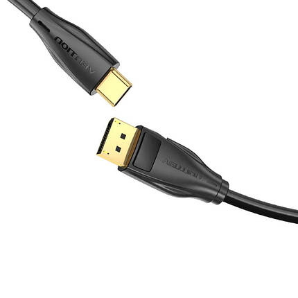 Кабель Type-C-DisplayPort v1.2 Vention PVC 4K 60Hz 2K 144Hz 21.6Gbps gold-plated 1m Black (CGYBF), фото 1