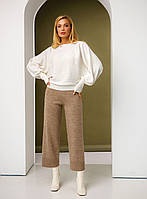 Жіночі трикотажні штани кюлоти бежевого кольору. Модель 2713 Trikobakh