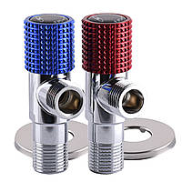 Комплект кранів кутових кераміка SOLOMON EXCLUSIVE 1/2"X1/2" 9889 RED/BLUE (комплект2шт.)  E-vce - Знак