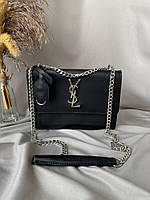 Yves Saint Laurent Black Silver 22x16x6 женские сумочки и клатчи высокое качество