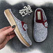 Тапочки домашні жіночі Inblu фетрові на поліуретановій підошві сірі 4251, фото 3