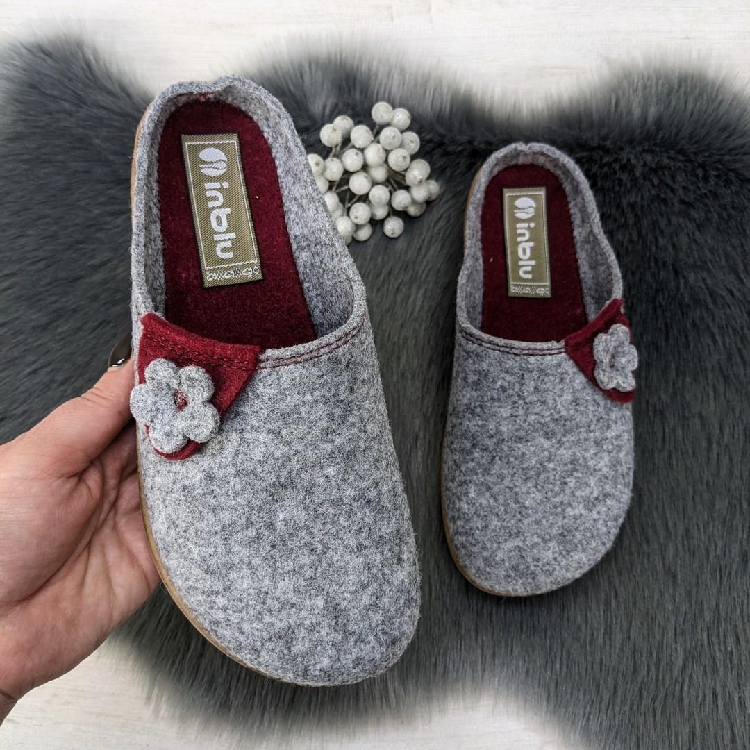 Тапочки домашні жіночі Inblu фетрові на поліуретановій підошві сірі 4251