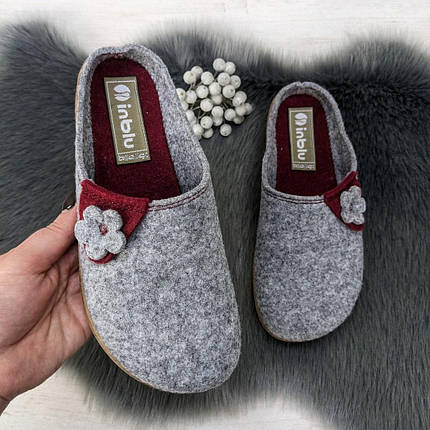 Тапочки домашні жіночі Inblu фетрові на поліуретановій підошві сірі 4251, фото 1
