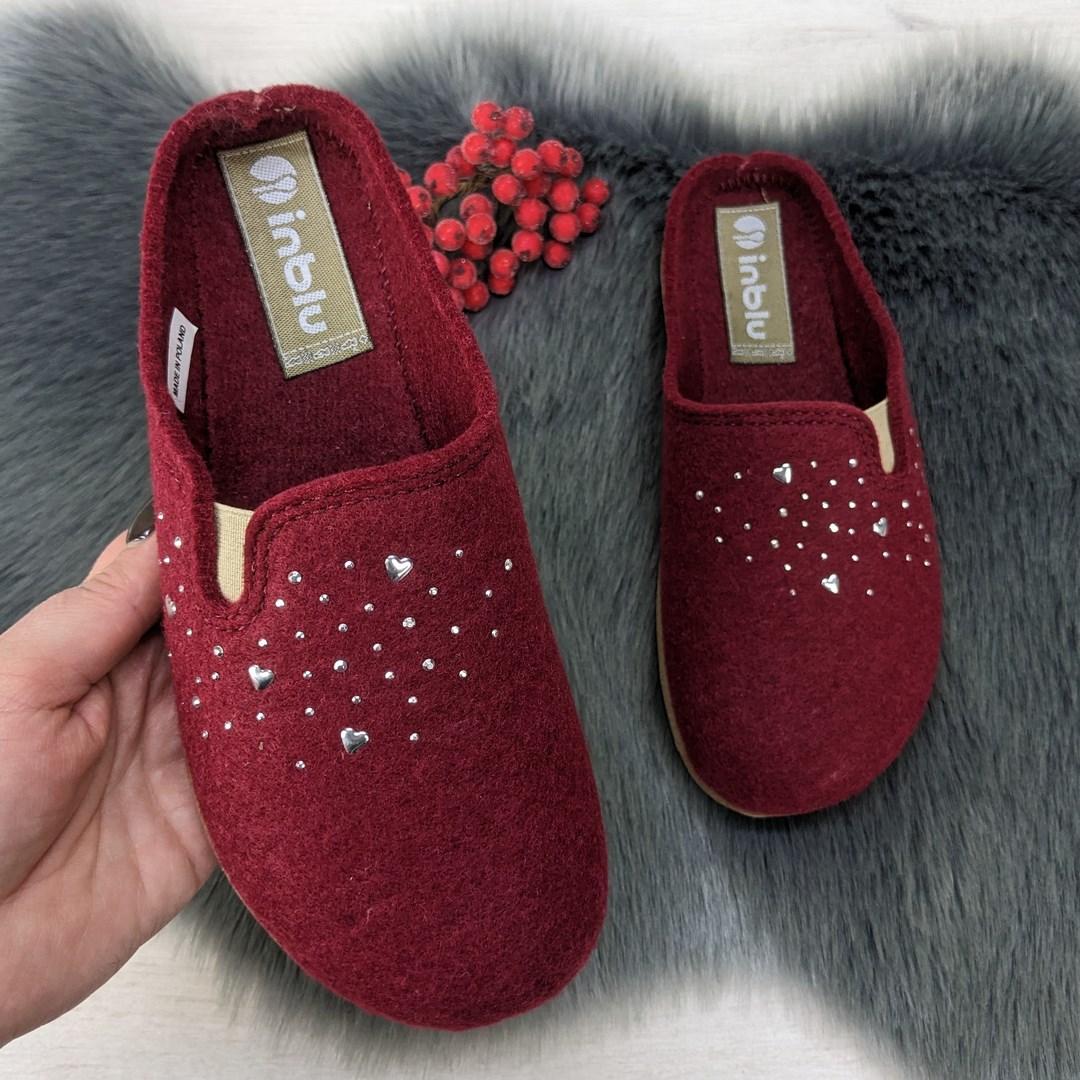 Тапочки домашні жіночі Inblu фетрові на поліуретановій підошві бордові 4252
