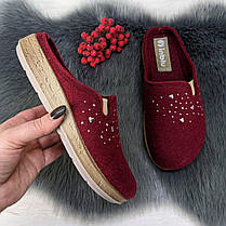 Тапочки домашні жіночі Inblu фетрові на поліуретановій підошві бордові 4252, фото 3