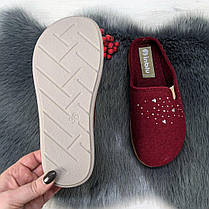 Тапочки домашні жіночі Inblu фетрові на поліуретановій підошві бордові 4252, фото 4