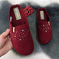 Тапочки домашні жіночі Inblu фетрові на поліуретановій підошві бордові 4252, фото 5