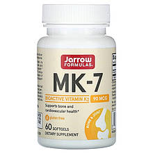 Вітамін К2 у формі MK-7, Jarrow Formula "Vitamin K2 as MK-7" 90 мкг (60 гелевих капсул)