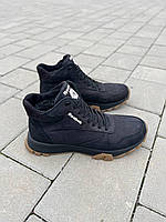 Reebok мужские зимние ботинки черные на шнурках.Утепленные черные мужские кожаные ботинки зимние на шерсти 42