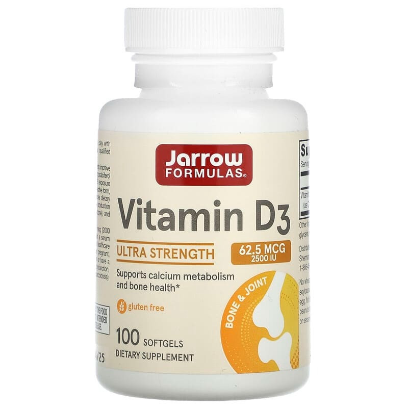 Вітамін D3, Jarrow Formulas "Vitamin D3 (Cholecalciferol)" 2500 МО (100 гелевих капсул), фото 1