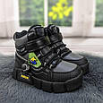 Черевики зимові для хлопчика чорні із сірим Lilin Shoes 5191, фото 4