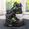 Черевики зимові для хлопчика чорні із сірим Lilin Shoes 5191, фото 8