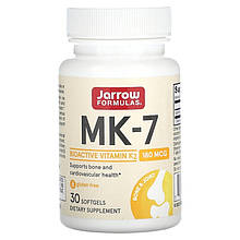 Вітамін К2 у формі MK-7, Jarrow Formula "Most Active Form of Vitamin K2" 180 мкг (30 гелевих капсул)