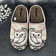 Тапочки домашні жіночі Inblu велюрові бежеві з совою 4254, фото 2