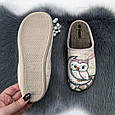 Тапочки домашні жіночі Inblu велюрові бежеві з совою 4254, фото 3