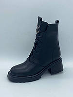 Шкіряні зимові черевики. Напівчоботи. Erisses. Маленькі розміри (34, 35).