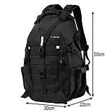 Рюкзак військовий туристичний 25 л із водонепроникним чохлом чорний Trizand 20534 Польща, фото 2