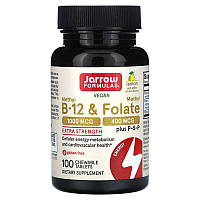 Метил B12 и метилфолат Jarrow Formulas "Methyl B12 & Methyl Folate" лимонный вкус (100 жевательных таблеток)