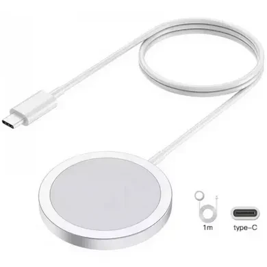 Заряджання бездротове QI MagSafe Charger 15W для iPhone/AirPods Білий