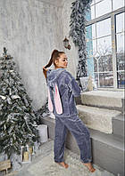 Женская пижама махровая теплая заец с ушками, домашний костюм р.S,M,L