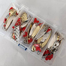 Комплект обертових блешень для рибалок 36 штук — мормишки, вертушки та коливалки для спінінга RESTEQ, фото 4