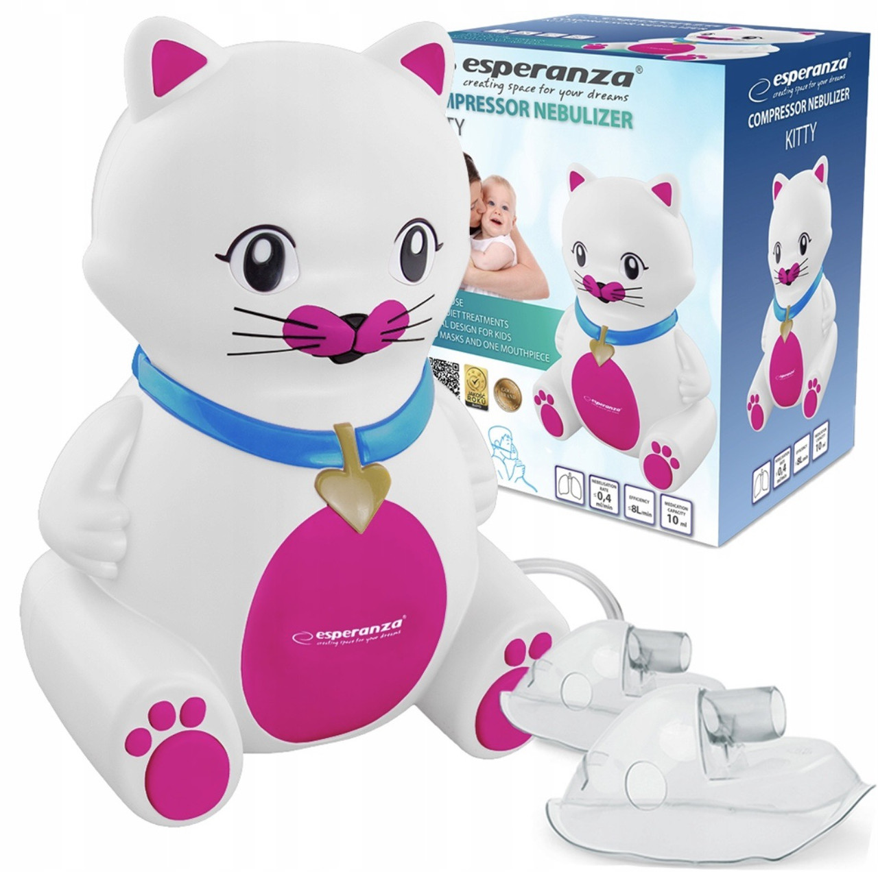 Інгалятор небулайзер компресорний Esperanza Kitty ECN003 Польща, фото 1