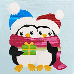 Картина за номерами Strateg  Пінгвіни з подарунком розміром 20х20 см (HH6331) PL-00040403