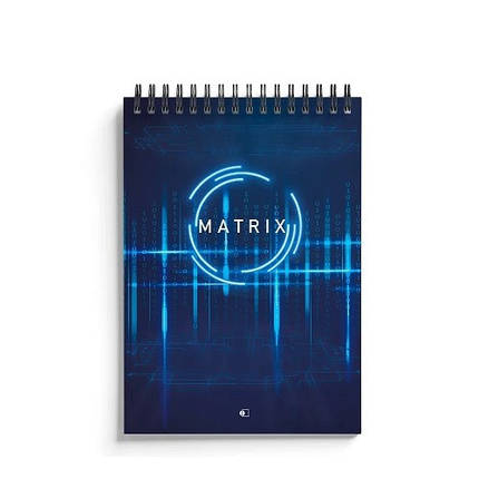 Блокнот А5 48 арк Matrix-4 клітинка пружина синій ТМ АртПринт, фото 1