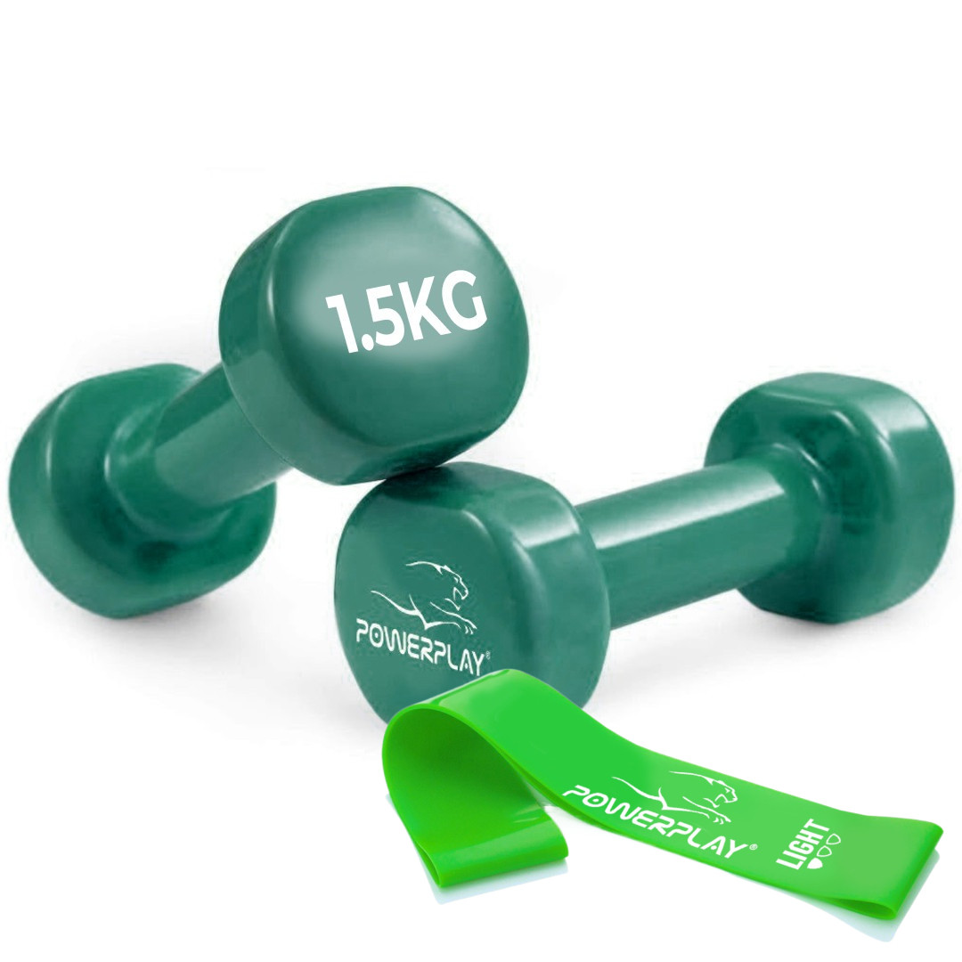 Гантель вінілова PowerPlay 4125 Achilles 2*1,5 кг. Зелені (2шт.), фото 1