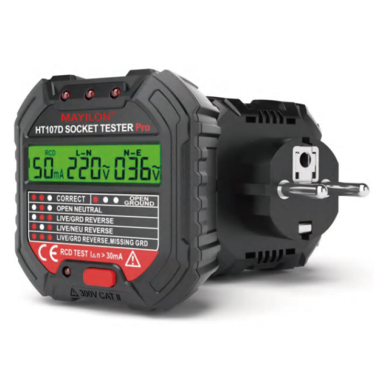 Тестер розеток Mayilon HT-107D, AC: 90-250V