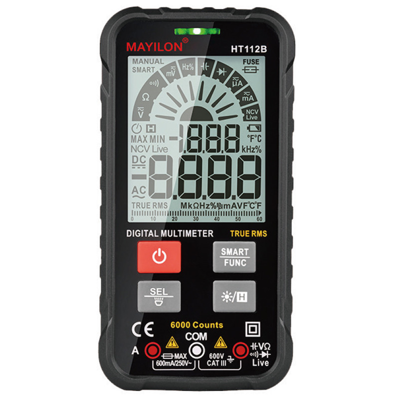 Мультиметр Mayilon HT-112B, вимірювання: V, A, R, C, F, T