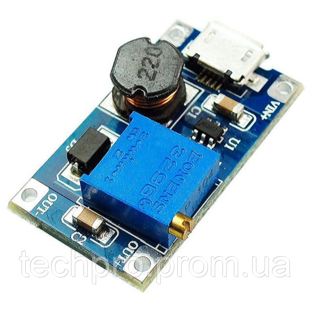 Повышающий преобразователь MT3608 DC-DC с micro-USB 2В - 24В 2A