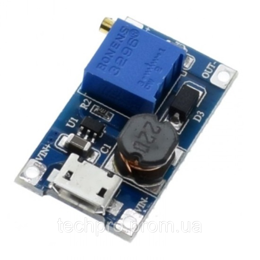 Повышающий преобразователь MT3608 DC-DC с micro-USB 2В - 24В 2A - фото 6 - id-p1891173463