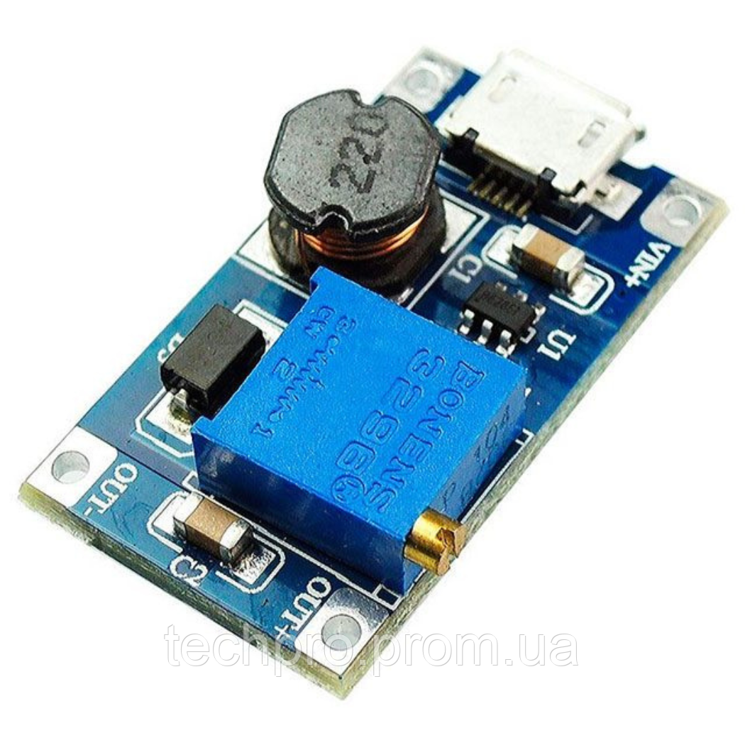 Повышающий преобразователь MT3608 DC-DC с micro-USB 2В - 24В 2A - фото 7 - id-p1891173463