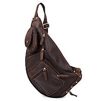 Кожаная мужская винтажная сумка через плечо Vintage коричневая